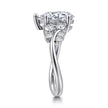 14K White Gold Bypass Pear Shape Diamond Engagement Ring