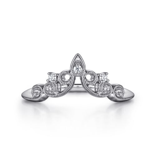 Gabriel & Co. Exquisite Design Curved Filigree Diamond Wedding Ring in 14KW
