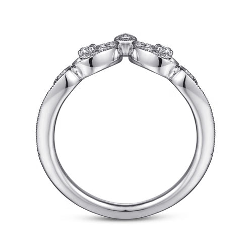 Gabriel & Co. Exquisite Design Curved Filigree Diamond Wedding Ring in 14KW
