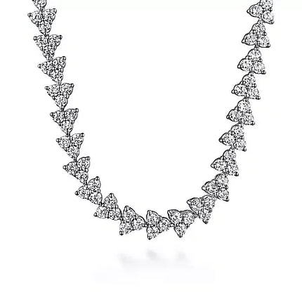 Fabulous 4 Carat Diamond Cluster Tennis Necklace in 14K White Gold | Gemma's Jewelers