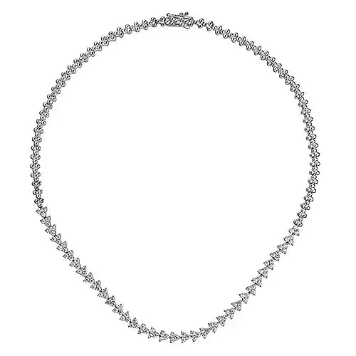 4 Carats 14K White Gold Diamond Cluster Tennis Necklace