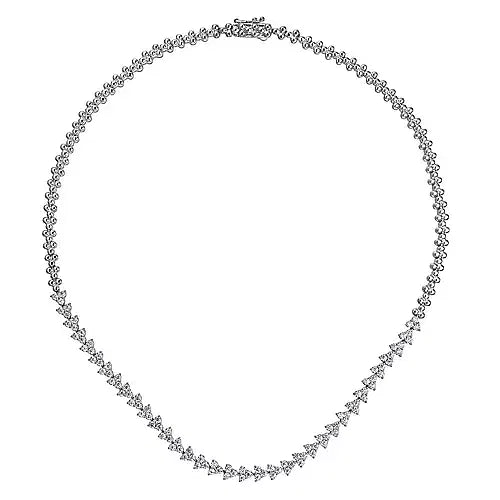 Fabulous 4 Carat Diamond Cluster Tennis Necklace in 14K White Gold | Gemma's Jewelers