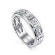 14K White Gold Diamond Mens Wedding Ring in Sand Blast Finish