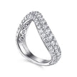 14K White Gold Diamond Wave Stackable Ring 1.40ctw