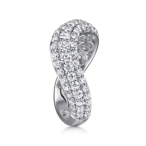 14K White Gold Diamond Wave Stackable Ring 1.40ctw