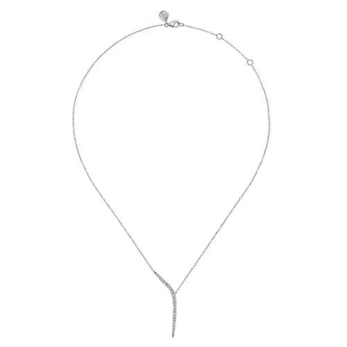 14K White Gold Diamond Y Necklace