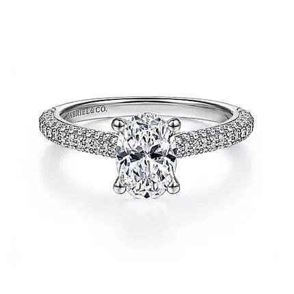 Luxurious Pave Set Oval Center Diamond Engagement Ring in 14K Gold | Gemma's Jewelers