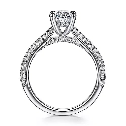 Luxurious Pave Set Oval Center Diamond Engagement Ring in 14K Gold | Gemma's Jewelers