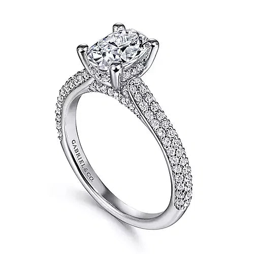 Luxurious Pave Set Oval Center Diamond Engagement Ring in 14K Gold | Gemma's Jewelers