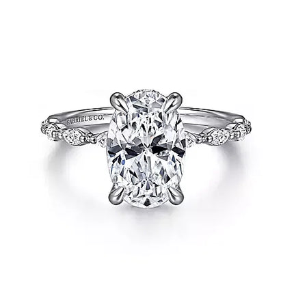 Incredible Hidden Halo Double Prong Diamond Engagement Ring in 14K Gold | Gemma's Jewelers