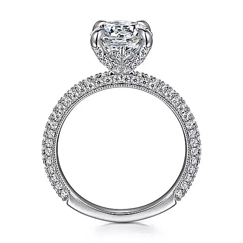 14K White Gold Round Diamond Engagement Ring 2.56 carats
