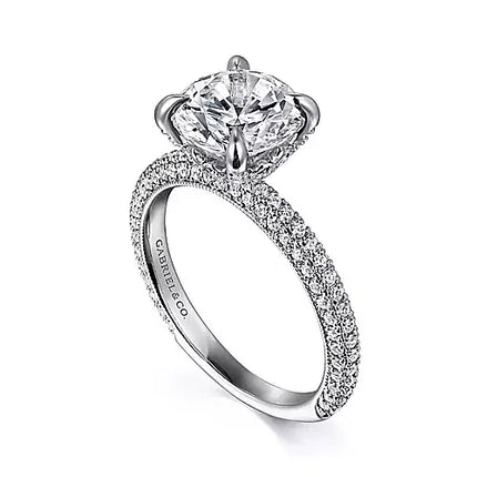 Exquisite Pave Set Diamond Engagement Ring 2.56 Carats in 14K Gold | Gemma's Jewelers