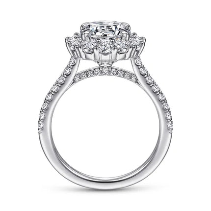 14K White Gold Round Halo Diamond Engagement Ring