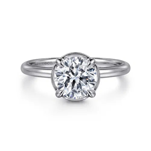 Gabriel & Co. 14K White Gold Round Hidden Halo Diamond Engagement Ring