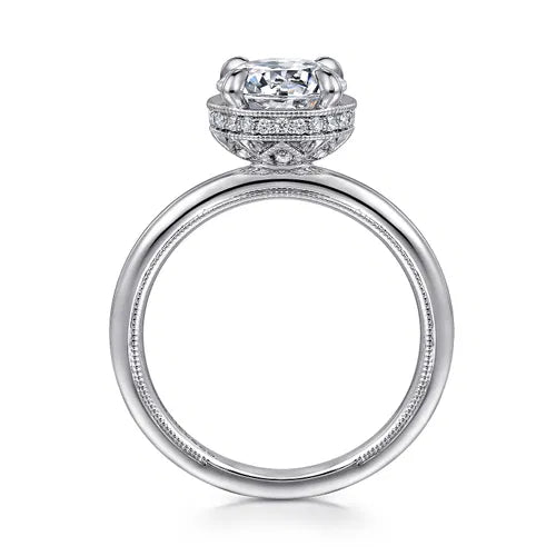 Gabriel & Co. 14K White Gold Round Hidden Halo Diamond Engagement Ring