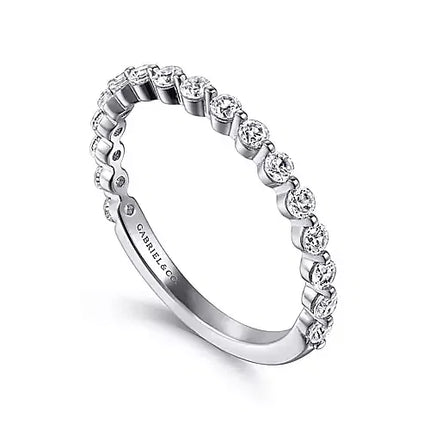 14K White Gold Single Prong Diamond Anniversary Band