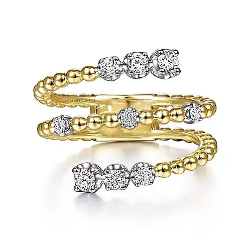 Bold and Dazzling Open Bypass Diamond Wrap Ring in 14K Gold | Gemma's Jewelers