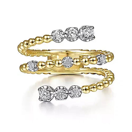 Bold and Dazzling Open Bypass Diamond Wrap Ring in 14K Gold | Gemma's Jewelers