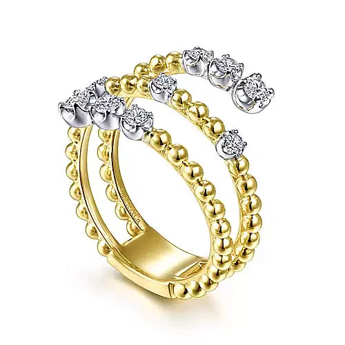 Bold and Dazzling Open Bypass Diamond Wrap Ring in 14K Gold | Gemma's Jewelers