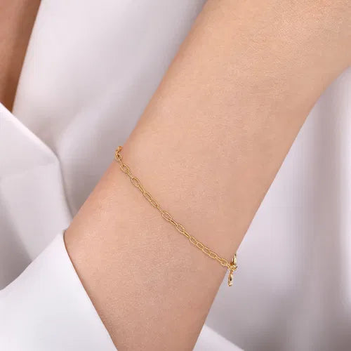 14K Yellow Gold Twisted Paperclip Bracelet