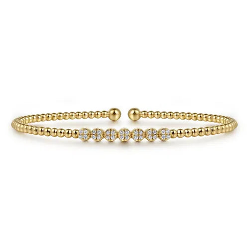 Gabriel & Co. Bujukan Bead and Cluster Diamond Bangle in 14K Yellow Gold