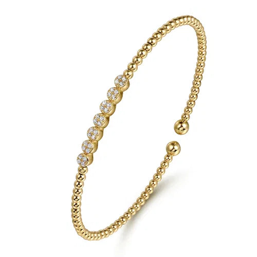 Gabriel & Co. Bujukan Bead and Cluster Diamond Bangle in 14K Yellow Gold