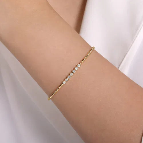 Gabriel & Co. Bujukan Bead and Cluster Diamond Bangle in 14K Yellow Gold