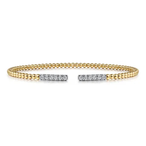 14K Yellow Gold Bujukan Diamond Bars Bangle