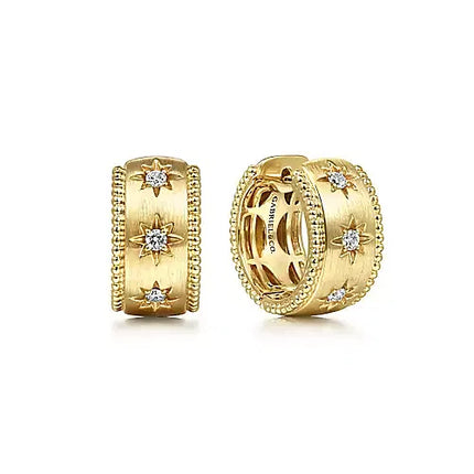 14K Yellow Gold Bujukan Diamond Huggie Earring