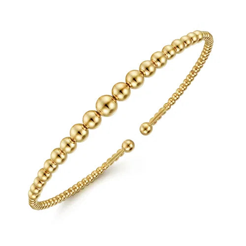Gabriel & Co. Bujukan Graduating Beads Bangle in 14K Yellow Gold