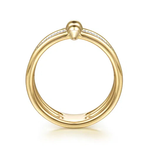 Gabriel & Co. Bujukan and Diamond Spike Ring in 14K Yellow Gold
