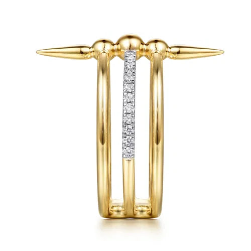 Gabriel & Co. Bujukan and Diamond Spike Ring in 14K Yellow Gold