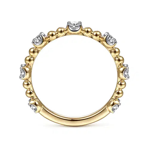 14K Yellow Gold Bujukan and Diamond Station Ring