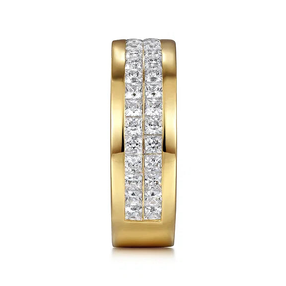 14k Yellow Gold Men's Princess Cut Diamond Band 1.66ctw