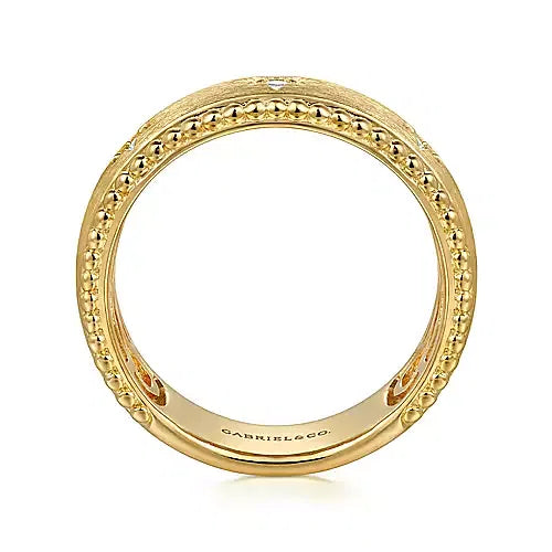 14K Yellow Gold Diamond Wide Bujukan Band Ladies Ring