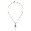 Opulent Diamond and Blue Topaz Pear Shape Enamel Drop Necklace in 14K Yellow Gold | Gemma's Jewelers