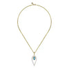 Opulent Diamond and Blue Topaz Pear Shape Enamel Drop Necklace in 14K Yellow Gold | Gemma's Jewelers