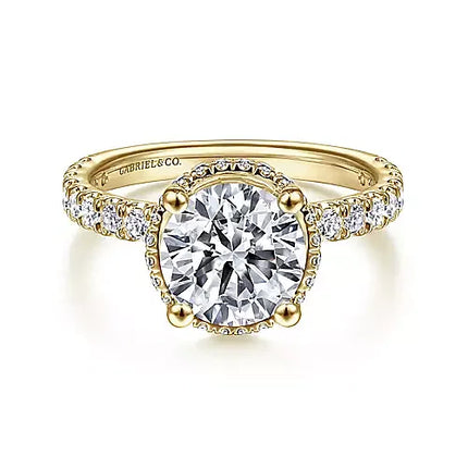 Classically Feminine Hidden Halo Round Diamond Engagement Ring in 14K Gold  | Gemma's Jewelers