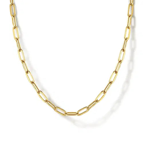 14K Yellow Gold Paper Clip Chain Necklace