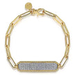 Scintillating Paperclip Chain  Pave Set Diamond ID Bracelet in 14K Yellow Gold | Gemma's Jewelers