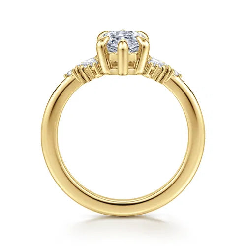 14K Yellow Gold Marquise Shape Diamond Engagement Ring