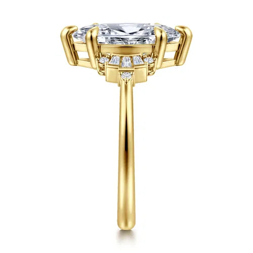 14K Yellow Gold Marquise Shape Diamond Engagement Ring