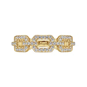 Gorgeous Pave Set Diamond Paper Clip Stackable Ring Band in 14K Yellow Gold