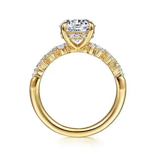 14K Yellow Gold Round Diamond Engagement Ring