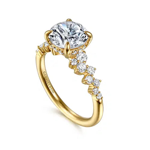 14K Yellow Gold Round Diamond Engagement Ring