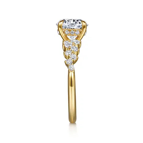 14K Yellow Gold Round Diamond Engagement Ring
