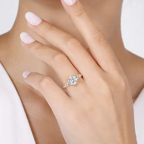 14K Yellow Gold Round Diamond Engagement Ring