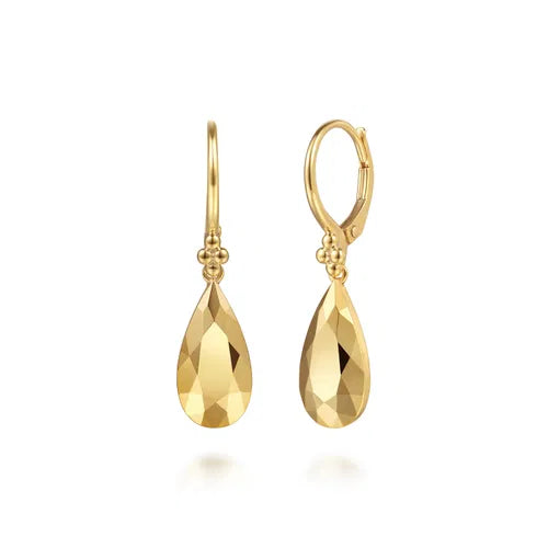 Gabriel & Co. Bujukan Teardrop Texture Drop Earrings in 14K