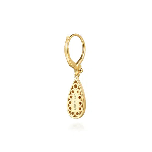 Gabriel & Co. Bujukan Teardrop Texture Drop Earrings in 14K