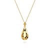 14K Yellow Plain Gold Bujukan and Teardrop Texture Pendant Necklace